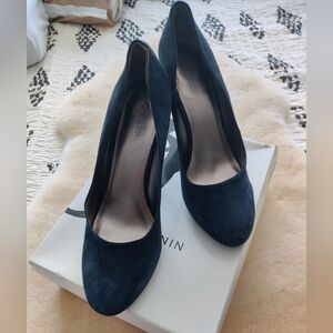 Nine West Blue Suede Heels Size 10